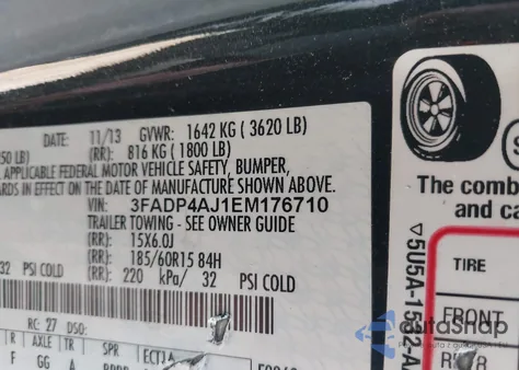 2014 Ford Fiesta S z USA, uszkodzony, nr VIN 3FADP4AJ1EM176710